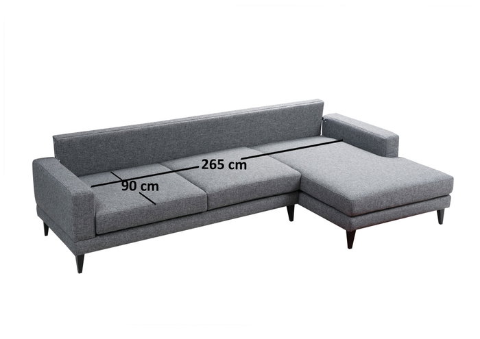 Atelier Del Sofa Sofá Cama Esquinero Derecho Nordic Corner L3+Chl Gris Oscuro 303x160 cm